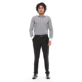 Men's Button Down Stripe Dress Shirt Formal Classic Collar - Black