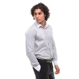 Men's Button Down Stripe Dress Shirt Formal Classic Collar - Grey