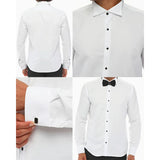 Men's Wing Collar Shirt Tuxedo White Double Cuff Dinner Classic