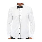 Men's Wing Collar Shirt Tuxedo White Black Piping Double Cuff Dinner Classic