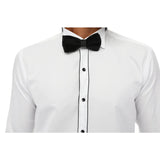 Men's Wing Collar Shirt Tuxedo White Black Piping Double Cuff Dinner Classic