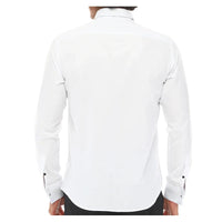 Men's Wing Collar Shirt Tuxedo White Black Piping Double Cuff Dinner Classic