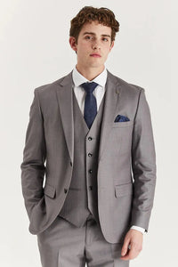 Edward - Men's Grey 3 Piece Stitch Lapel Classic Suit
