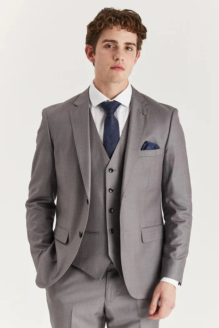Edward - Men's Grey 3 Piece Stitch Lapel Classic Suit