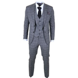 Men's Charcoal 3 Piece Tailored Fit Check Suit
