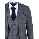 Men's Charcoal 3 Piece Tailored Fit Check Suit