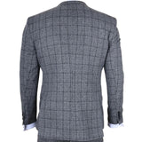 Men's Charcoal 3 Piece Tailored Fit Check Suit