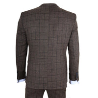 IM11 - Men's Dark Brown 3 Piece Plaid Check Suit
