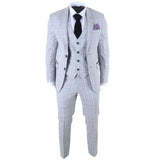 Men's Grey 3 Piece Tailored Fit Check Suit