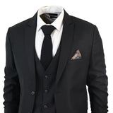 IM1 Men's Classic Black Plain Tailored Fit 3-Piece Suit