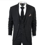 IM1 Men's Classic Black Plain Tailored Fit 3-Piece Suit