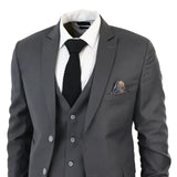 IM1 Men's Classic Charcoal Plain Tailored Fit 3-Piece Suit