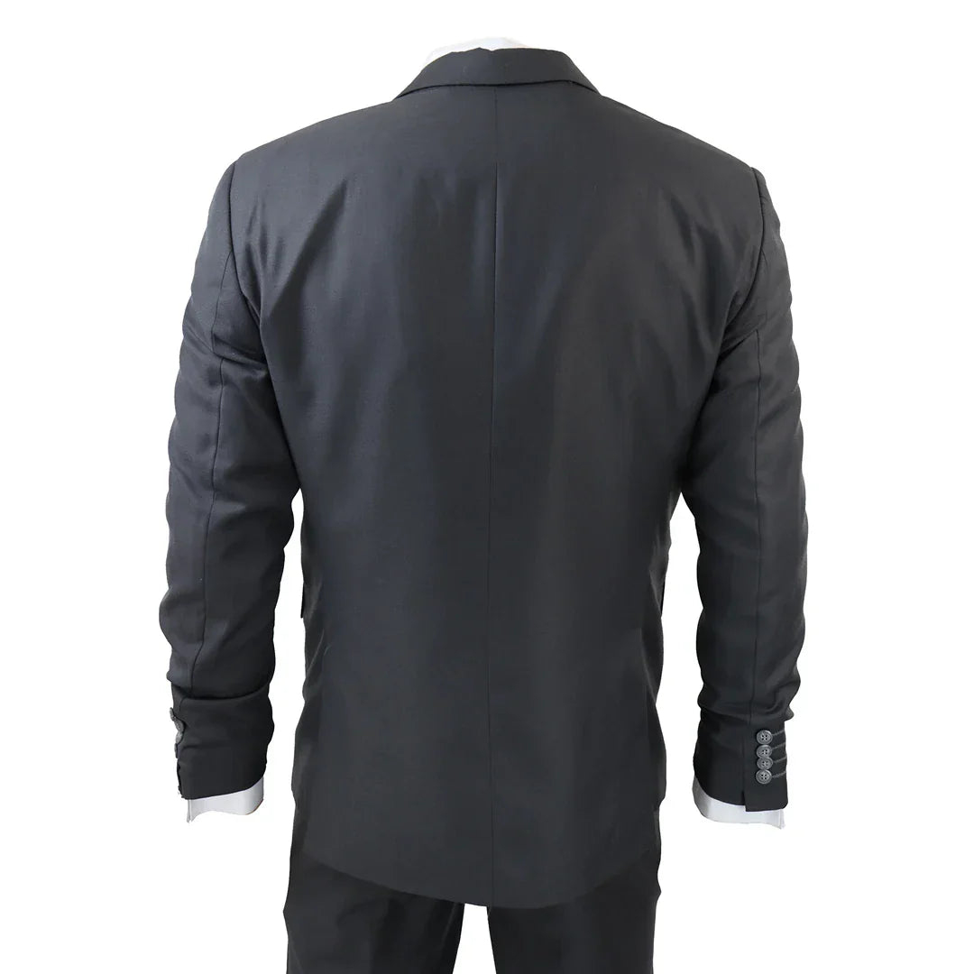 IM1 Men's Classic Charcoal Plain Tailored Fit 3-Piece Suit