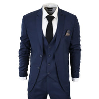 IM1 Men's Classic Charcoal Navy Tailored Fit 3-Piece Suit