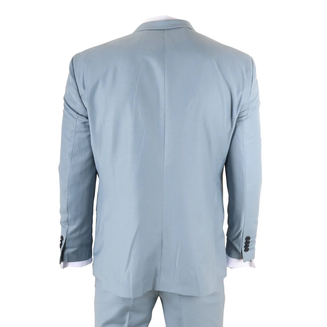 IM32 - Men's Plain Turquoise Blue 3 Piece Suit