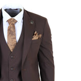 IM32 - Men's Plain Dark Brown 3 Piece Suit