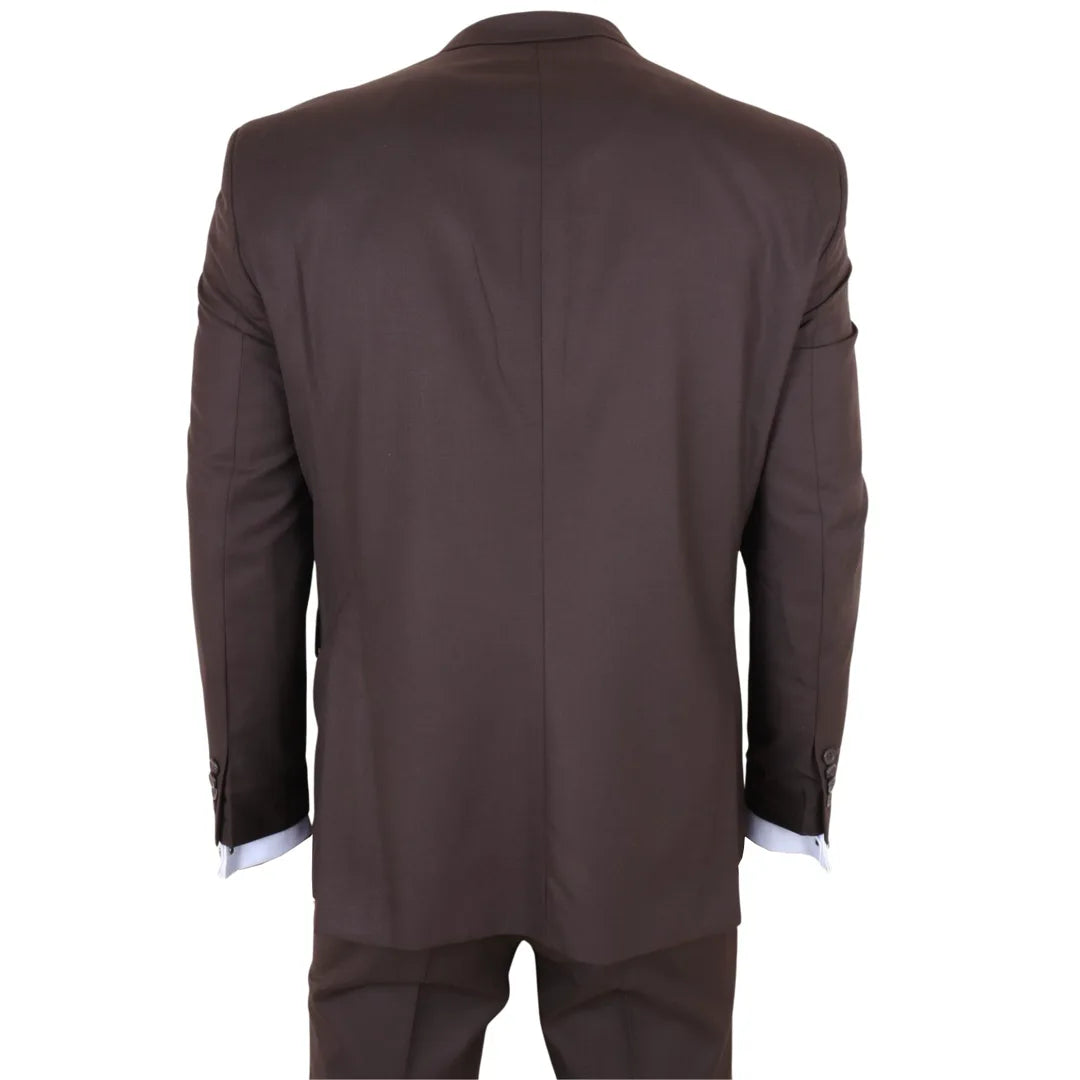 IM32 - Men's Plain Dark Brown 3 Piece Suit