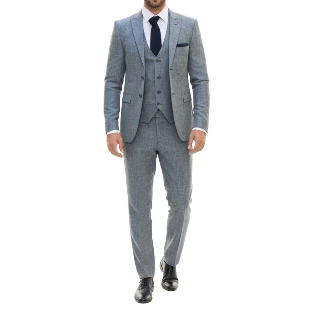 Men's 3 Piece Blue Tailored Fit Suit