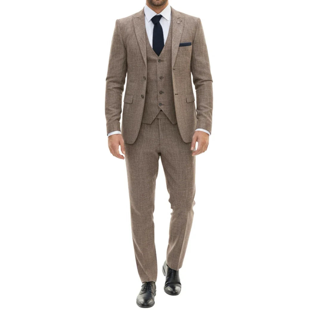 Men's 3 Piece Brown Tailored Fit Suit