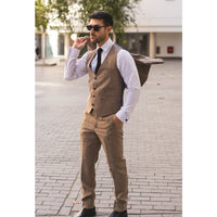 Men's 3 Piece Brown Tailored Fit Suit
