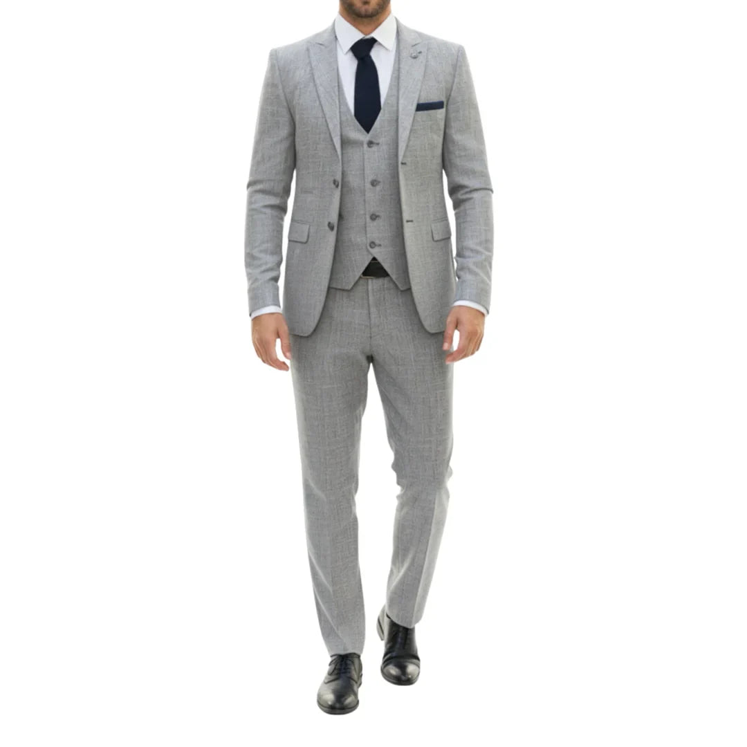 IM33 - Men's 3 Piece Grey Tailored Fit Suit