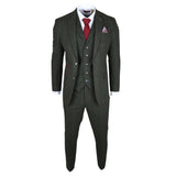 Joshua Men's 3-Piece Green Tweed Slim Fit Suit