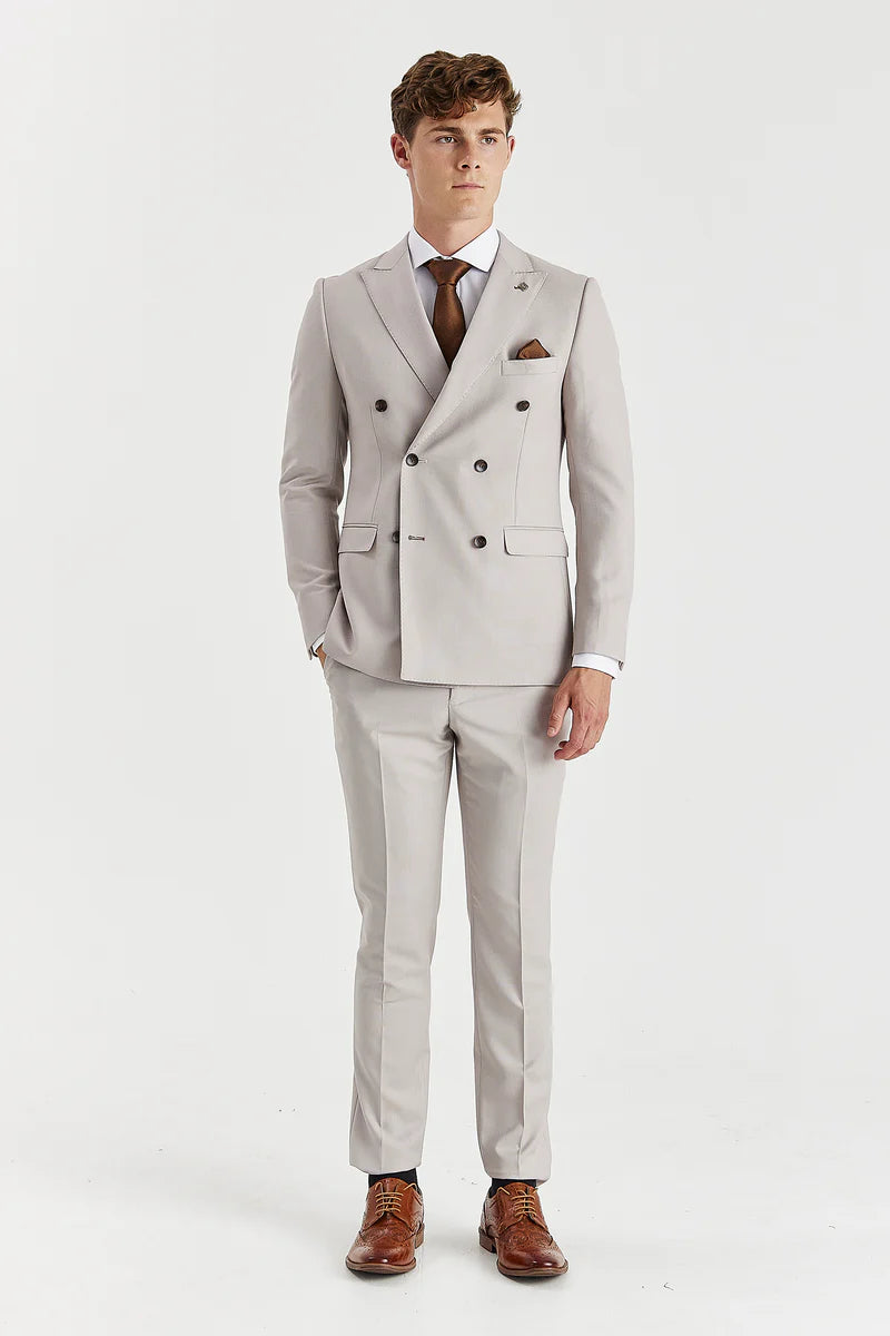 Mayfair - Men's Stone 2 Piece Double Brested Suit