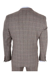 Harris - Men's Brown 3 Piece Herringbone Check Tweed Suit