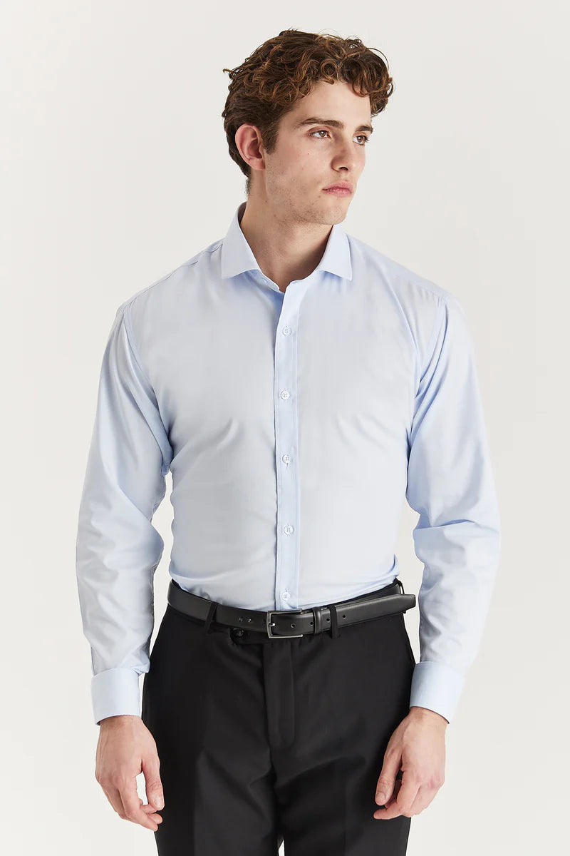 Men's Classic Double Cuff Cutaway Collar Dress Shirt - Blue