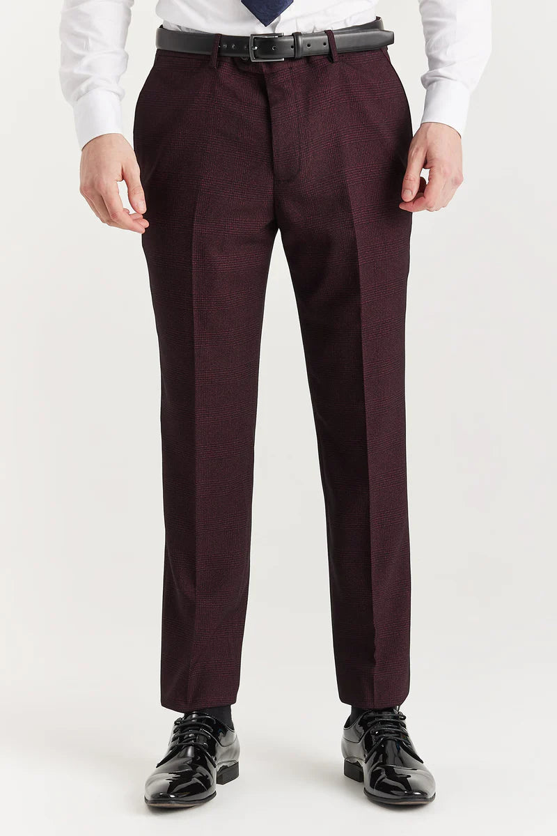 Regent - Men's Burgundy 2 Piece Double Breasted Suit