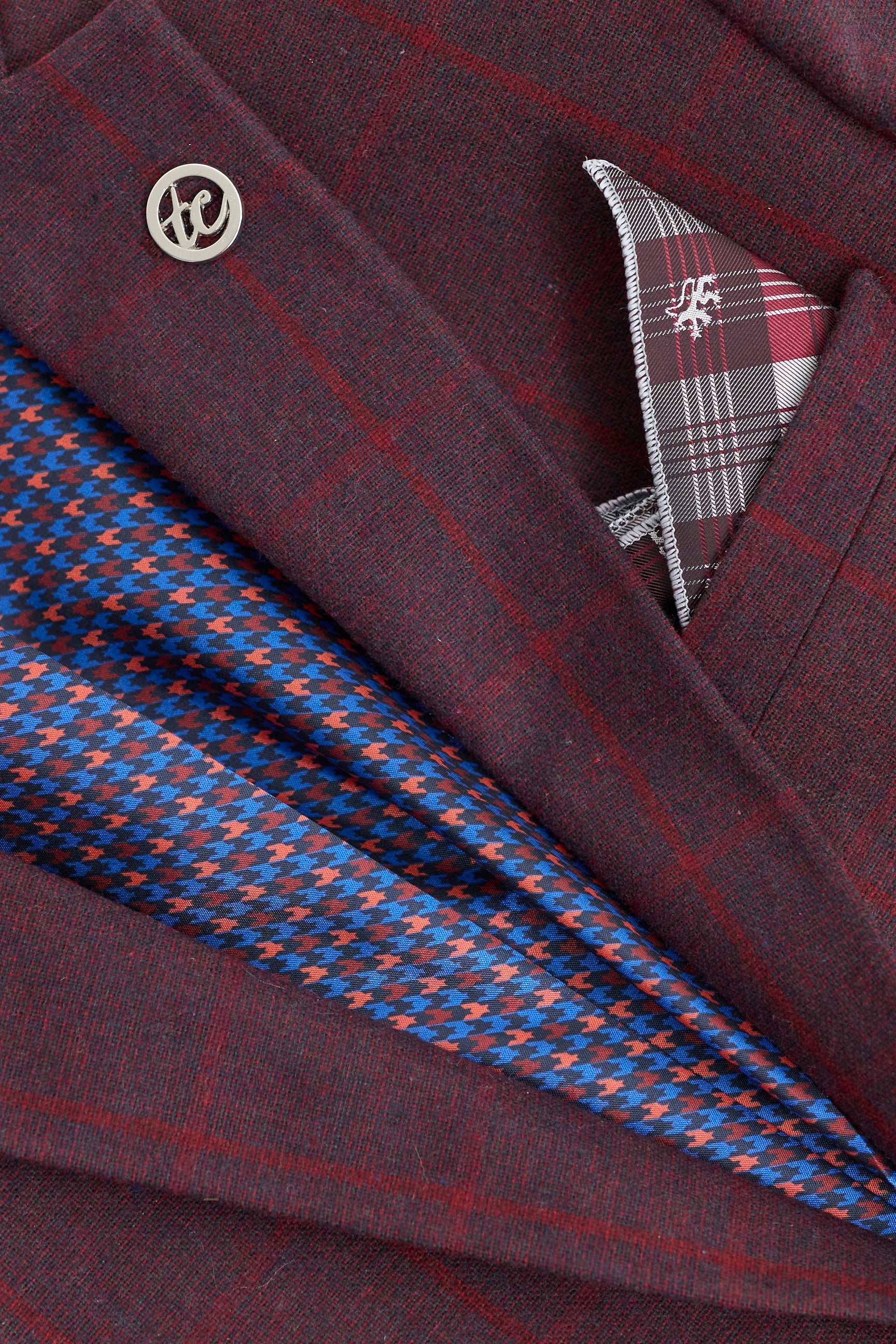 Men's 3 Piece Suit Wool Tweed Plum Wine Check 1920s Gatsby