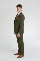 Men's 3 Piece Suit Wool Tweed Green Blue Brown Check 1920s Gatsby