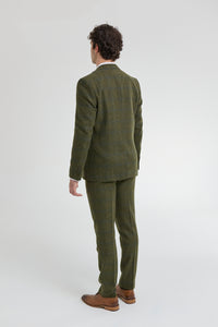 Men's 3 Piece Suit Wool Tweed Green Blue Brown Check 1920s Gatsby