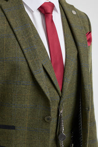 Men's 3 Piece Suit Wool Tweed Green Blue Brown Check 1920s Gatsby