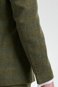 Men's 3 Piece Suit Wool Tweed Green Blue Brown Check 1920s Gatsby