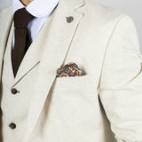 TP-21 Men's Beige 3-Piece Linen Summer Wedding Suit