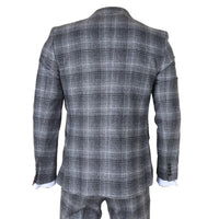 Men's Grey Tweed Check 3 Piece Suit
