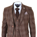 Men's Brown Tweed Check 3 Piece Suit