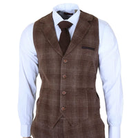 Men's Brown Tweed Check 3 Piece Suit