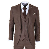 TP-50 - Men's Brown 3 Piece Prince Of Wales Check Suit