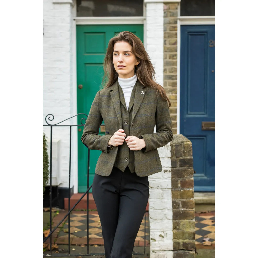 TPSTZ71 - Women's Olive Green Tweed Blazer