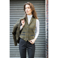 TPSTZ71 - Women's Olive Green Tweed Waistcoat