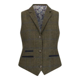 TPSTZ71 - Women's Olive Green Tweed Waistcoat