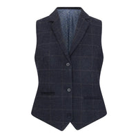 TPSTZ72 - Women's Navy Blue Tweed Blazer Waistcoat