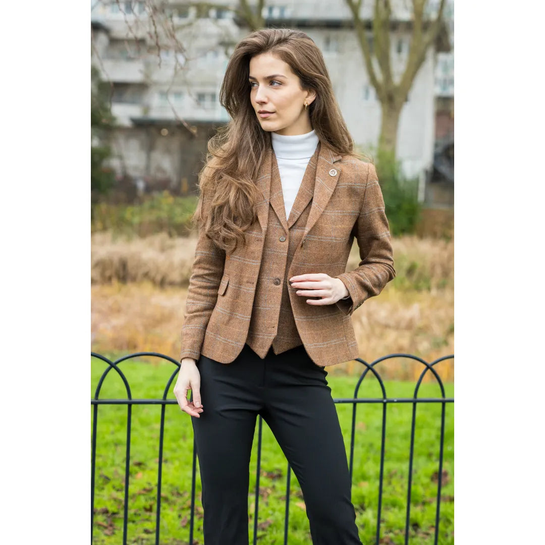 TPSTZ73 - Women's Oak Brown Tweed Waistcoat