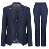 TPW-14 - Women's 3 Piece Plain Navy Blue Suit