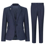 TPW-AK-04 - Women's Navy 3 Piece Herringbone Tweed Suit