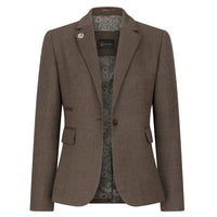 TPW-AK-06 - Women's Brown 3 Piece Herringbone Tweed Suit