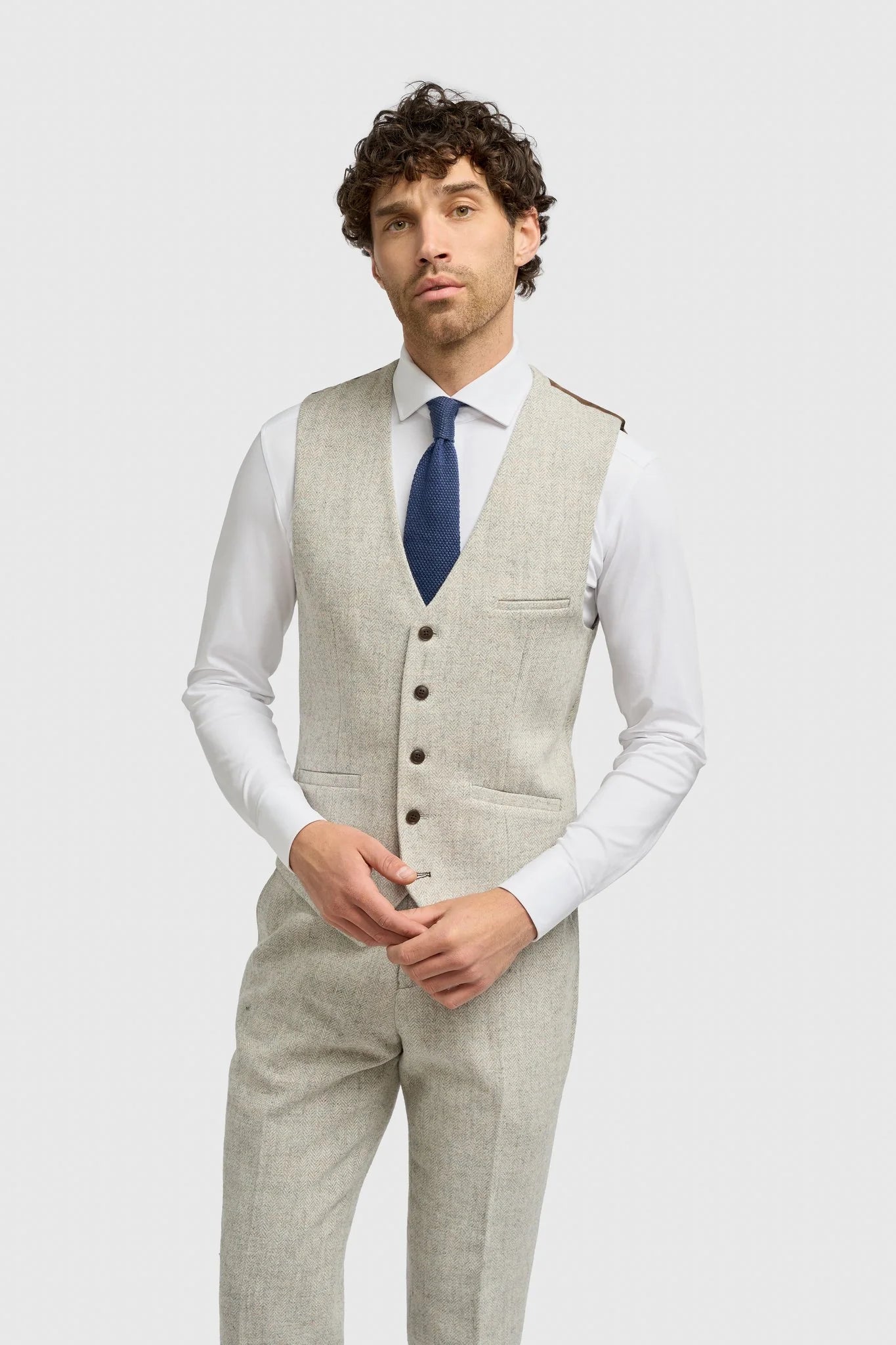 Thomas - Men’s Grey 3 Piece Wool Blend Tweed Suit