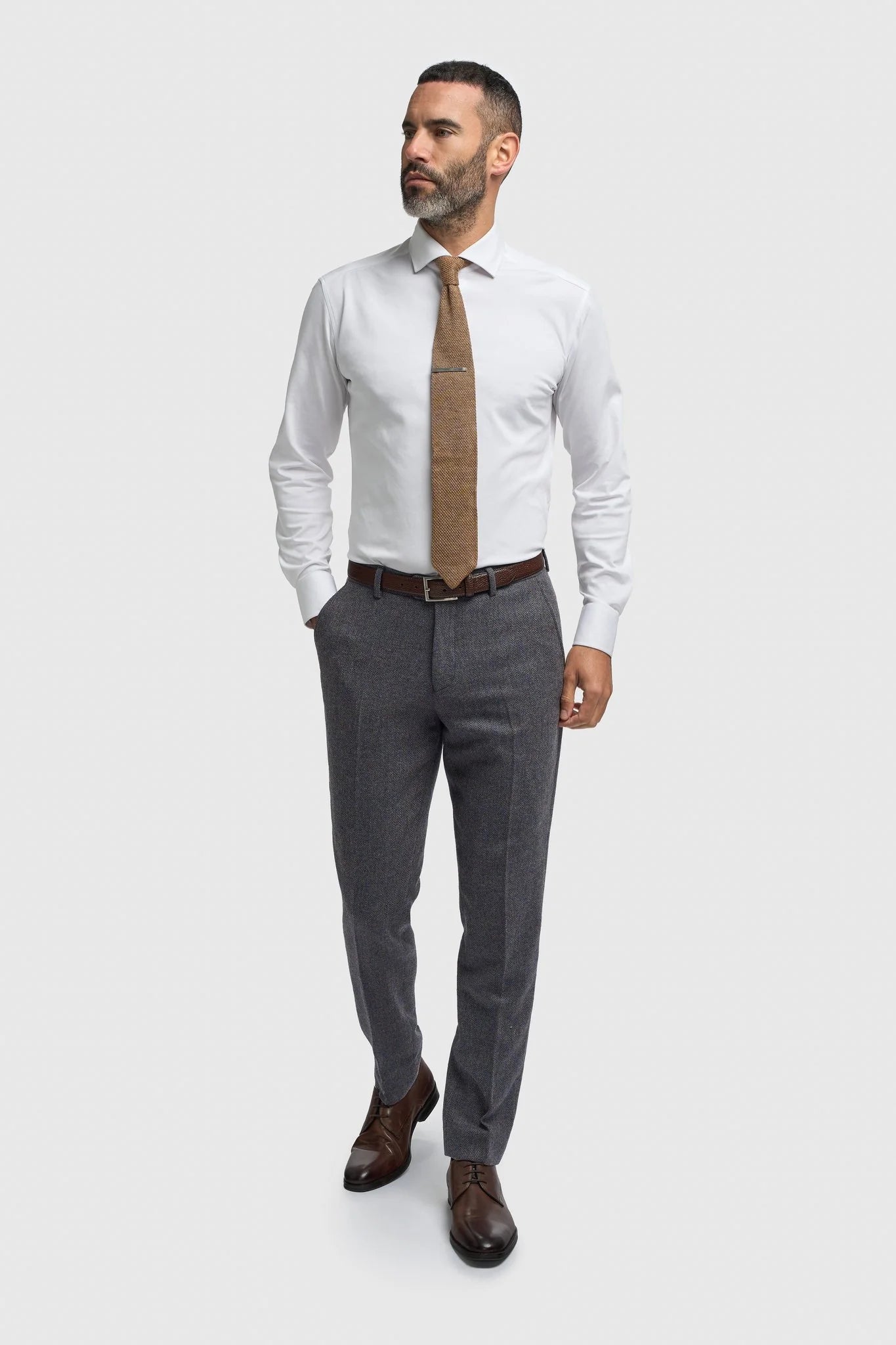 Thomas - Men’s Navy 3 Piece Wool Blend Tweed Suit